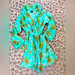 Girls Mint and Pink Baby Yoda Robe